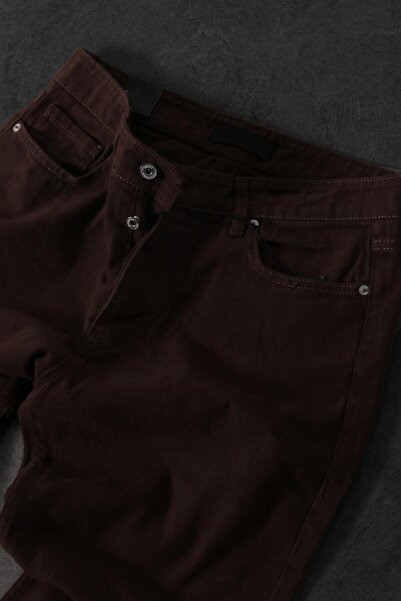 Slatra Men's Dark Brown Boyfriend Pattern Jean