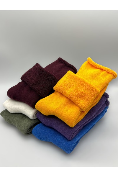 CİHO Zokni 6 pár női téli, vastag, hullámos, rugalmas, bordó hőzokni