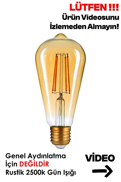 Edison Edison St 64 Flamanlı Rustik Led Ampul Armut Model Rustik Tasarruflu A...
