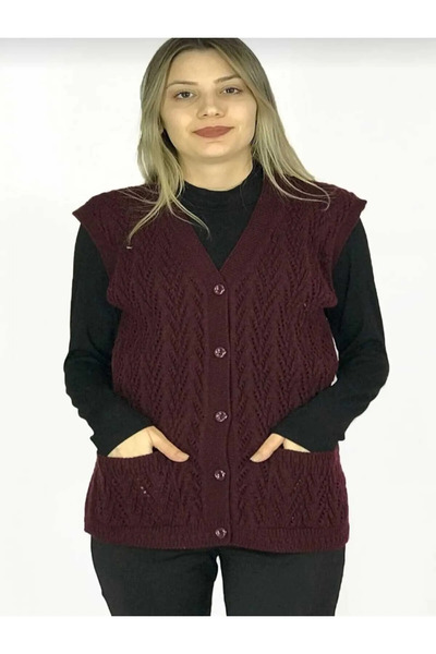 NOBLE STORE Vestă de damă, cu decolteu în V, din lână groasă, model picior de...