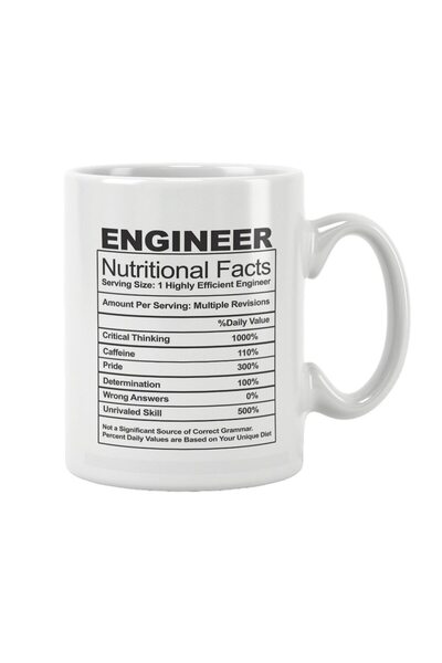 qoeuyl boutique Engineer Nutrition Facts Mühendis Hediye Baskılı Kupa Bardak
