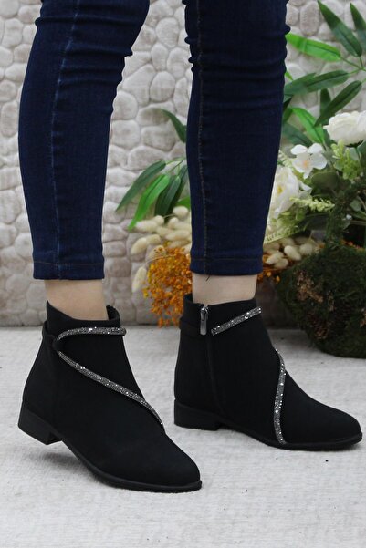 Mehmet Mete 4278 Siyah Taşlı Sıcak Astar Kaymaz Taban Kadın Bot