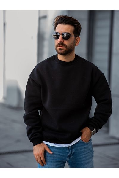 TMB Clothing Black 3 Thread Unisex Oversize Sweatshirt