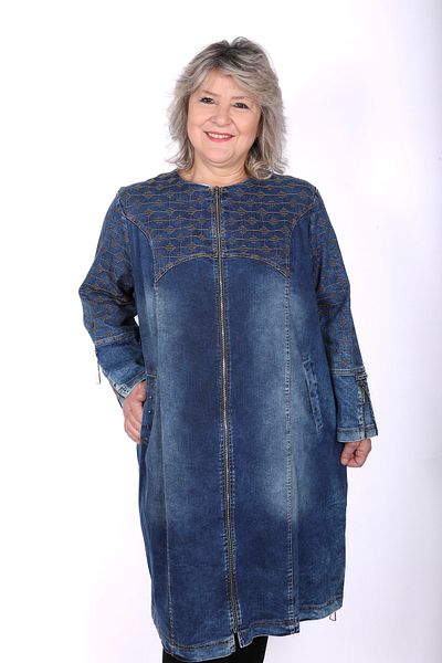 Hitit Butik Embroidered Zipper Design Denim Coat