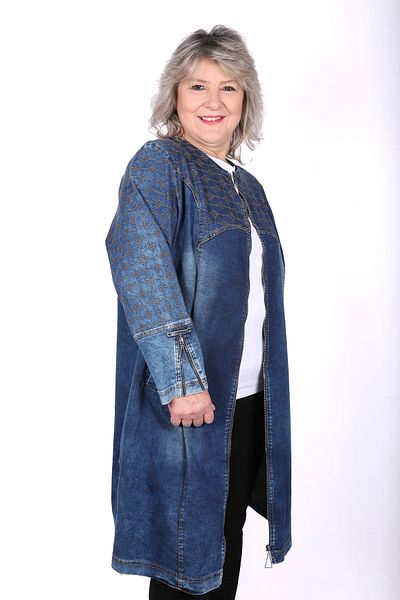 Hitit Butik Embroidered Zipper Design Denim Coat