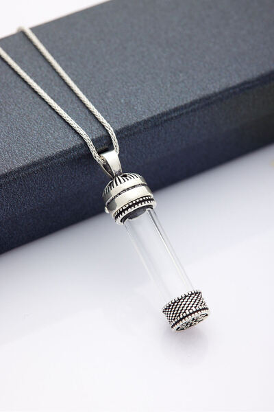 ANDA 925 ayar gümüş Cam Silindir Cevşenlik Dualık Muskalık Kolye Saklamalı Aç...