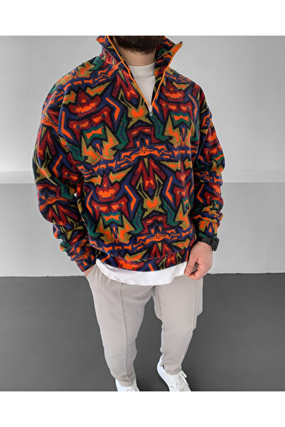 NO1 KONSEPT Темно-кольоровий візерунковий оверсайз-светр з флісу