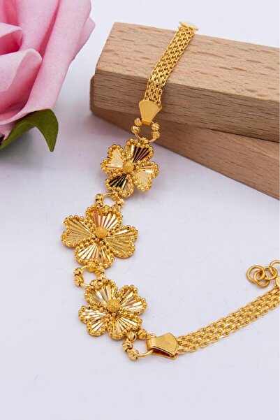 latif kuyumcu 22 Ayar Altın Bileklik Döküm Üç Yonca Kadın Bileklik