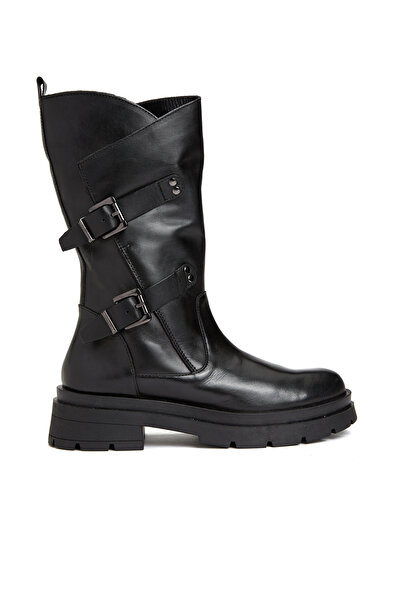 Dıvarese Siyah Kadın Deri Bot