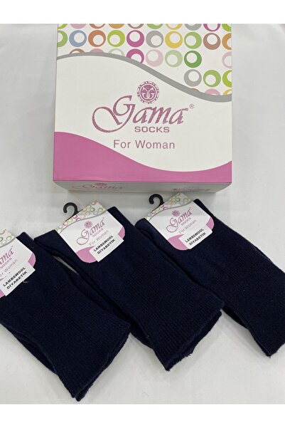 Gama Çorap 3 Pieces of Genuine Lamb Wool Elasticless (Diabetic) Thick Winter Women's Socks