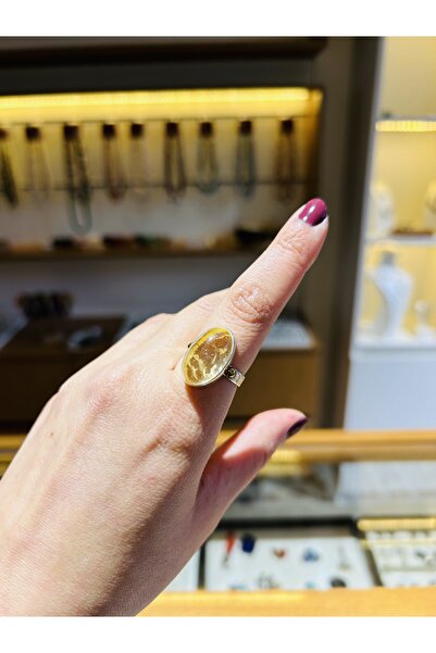 Luna Sitrin Doğal Taşlı Gümüş Yüzük