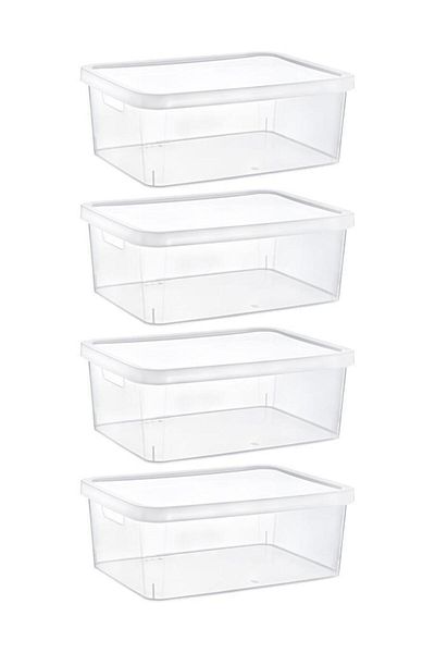 Smartware Stafi Multi-Purpose Box with Lid 4.5 Lt Set of 4 Transparent