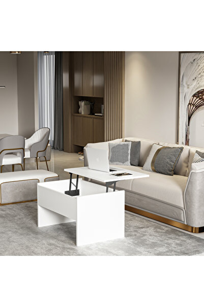 Ninnimo Polen Sihirli Sehpa Akıllı Sehpa Beyaz MDF Çay Kahve Masası