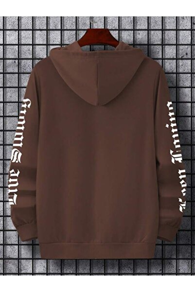 Benisengiydir Ανδρικό φούτερ με κουκούλα σε καφέ χρώμα Enjoy Freedom
