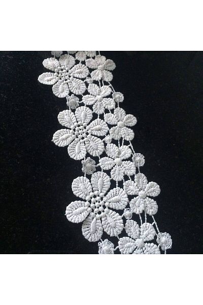 Dost Accessory Flower Patterned Edge Guipure / Lace Decoration Material / Lace Ribbon Width 7 Cm 10 Meters