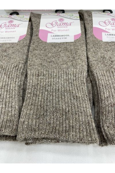 Gama Çorap 3 Pieces of Genuine Lamb Wool Elasticless (Diabetic) Thick Winter Women's Socks