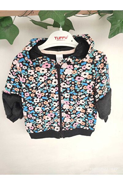 Baby Peluş Kol Detaylı İki İplik Kız Bebek Ceket