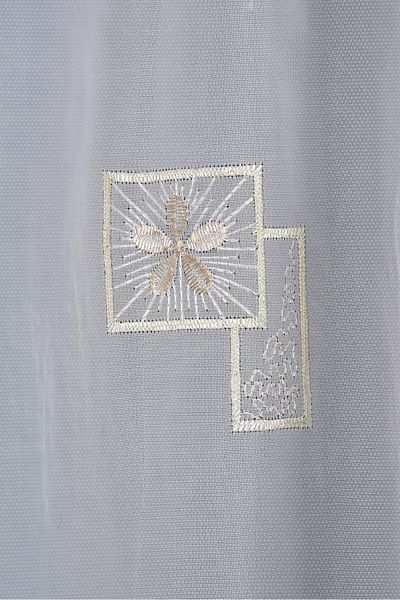 AKÇA TEKSTİL BRODE 1250 PATTERN CREAM COLOR SINGLE WING Ready planted Pleated Background Curtain 300*260 cm