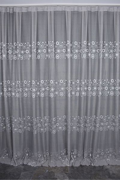 AKÇA TEKSTİL KDK 1560 PATTERN GRAY COLOR SINGLE WING Ready planted Pleated Background Curtain 300*260 cm