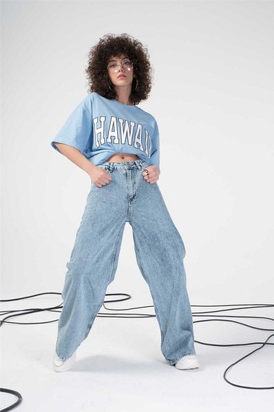DRC trend İnci Pantaloni de blugi din denim cu talie super înaltă, cu talie super înaltă, pentru femei