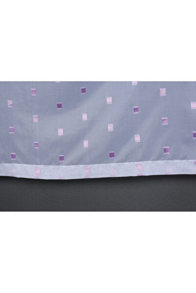 AKÇA TEKSTİL TERGAL CHECKED LILA COLOR SINGLE WING Ready planted Pleated Background Curtain 300*260 cm