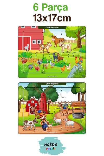 kutuTR Notpa Explorer Kids Farm Animals Space Series Puzzle Set 6 Pieces 13x17 Colorful Set of 3 3x-303