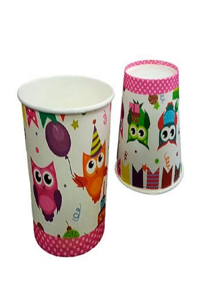 Kazanabil 8 PACK OF CUTE OWLS THEMED CARDBOARD CUPS