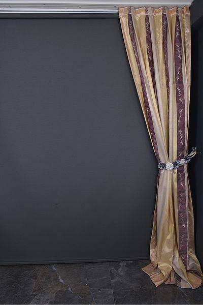 AKÇA TEKSTİL SATIN 750 MODEL MINK COLOR SINGLE WING Pleated Background Curtain 75*260 cm