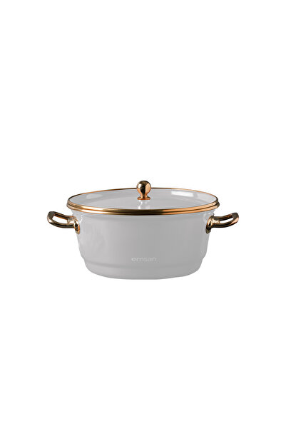 Emsan Troy Enamel Frying Pot White 24 cm