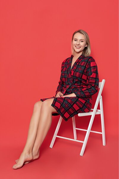 Asel Rochie de toaletă din lână cu model în carouri pentru femei