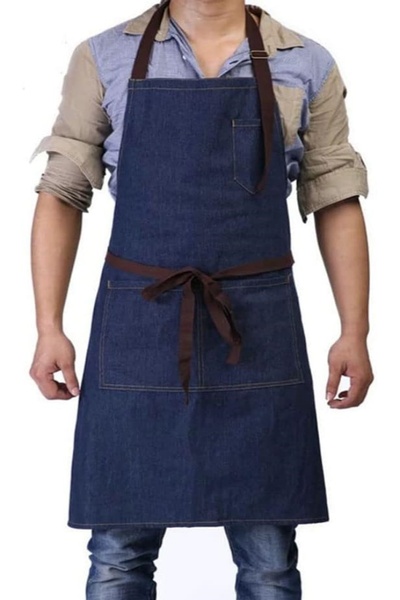 İsra CAFE WAITER BIB WITH JEANS STRAP, PAINTING DRAWBERRY BIB, KITCHEN BIB