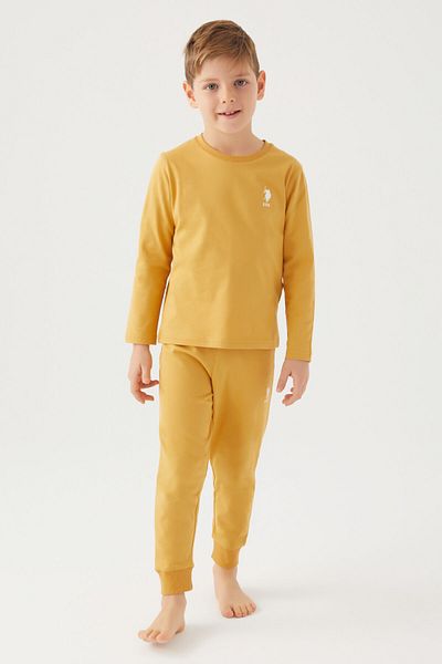 U.S. Polo Assn. Set de pijamale galbene cu mâneci lungi pentru băiat