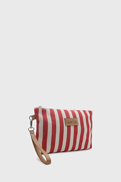 LUNABLU Women's Striped Linen Clutch Bag
