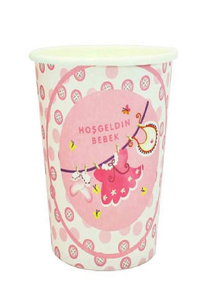 Kazanabil PACK OF 10 WELCOME BABY BABY SHOWER PARTY PAPER CUP PINK