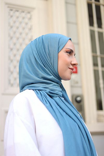 shalby Şal din bumbac pieptănat Hijab Bondi Blue
