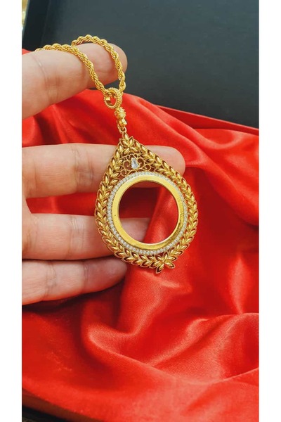 barisiva gold 22 AYAR ALTIN KAPLAMA TAM ALTIN TAKILAN ZİRKON TAŞLI 60 CM HALA...
