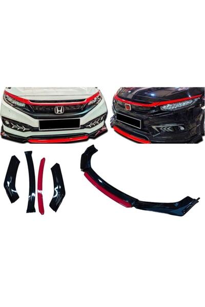 CARSESUAR Fiat Doblo Uygun Universal Flaplı 4 Parça Lip Piano Black Kırmızı Dilli