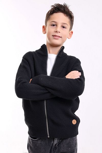 Matte Monaco male child black knitwear cardigan
