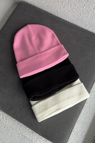 MODAGEN Unisex skládaný růžový černo bílý 3dílný baret