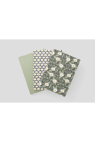 heybem 3 Pieces Notebook Sets -A5 - Plain, Striped, Dotted - Cardboard Cover