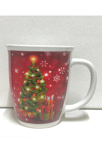 VonaHome Yılbaşı Temalı Seramik Kupa Bardak - Çam Ağacı Baskılı