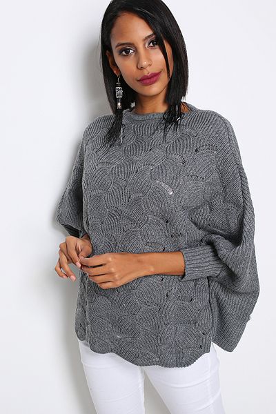 AVORWE Pulover Poncho din tricot Jacquard