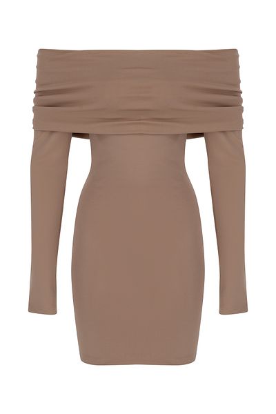 La Sarta Rochie Champain Rochie de damă cu mâneci lungi, bijuterie, cu umeri