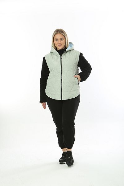 XL Modam WOMEN'S LARGE SIZE QUILTED MINT SLEEVES BLACK PLUSH SHORT COAT