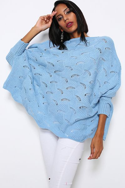 AVORWE Pulover Poncho din tricot Jacquard