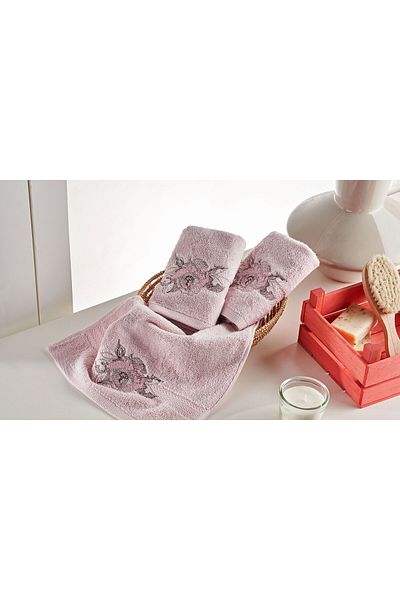 Marie Claire Paris Micro Fiorella 3-Piece Hand Towel Powder