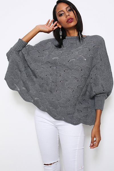 AVORWE Pulover Poncho din tricot Jacquard
