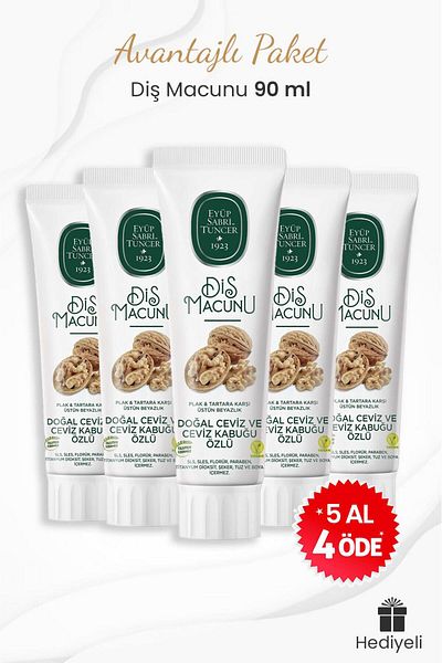 Eyüp Sabri Tuncer Buy 5 Pay 4 Walnut and Bark Extract Toothpaste with Gift