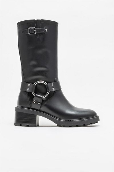 Elle Shoes Μαύρα Δερμάτινα Γυναικεία Casual Μποτάκια