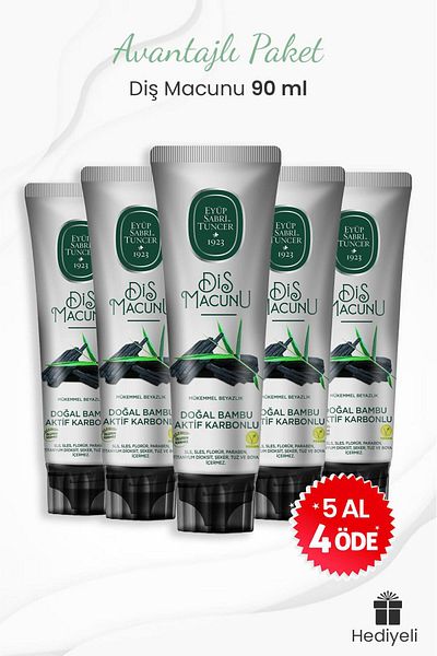 Eyüp Sabri Tuncer Buy 5 Pay 4 Bamboo Carbon Toothpaste with Gift